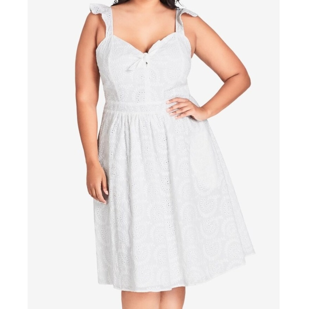 City Chic  White Innocent Eyelet Dress - 14